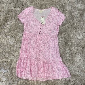 NWT Pink Quarter Button Babydoll Dress